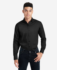 Regular-Fit Button-Down Stretch Dress Shirt with TEK FIT Black