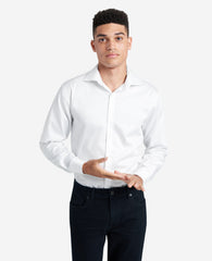 Regular-Fit Button-Down Stretch Dress Shirt with TEK FIT White