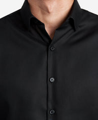 Slim-Fit Button-Down Stretch Dress Shirt with TEK FIT Black