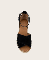 GENTLE SOULS - Charli Suede X-Band Espadrille Wedge Sandal Black