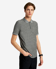 Zip-Up Knit Polo Grey Heather