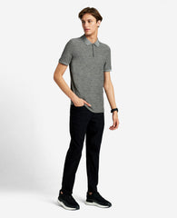 Zip-Up Knit Polo Grey Heather