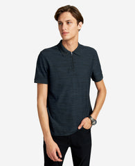 Zip-Up Knit Polo Navy