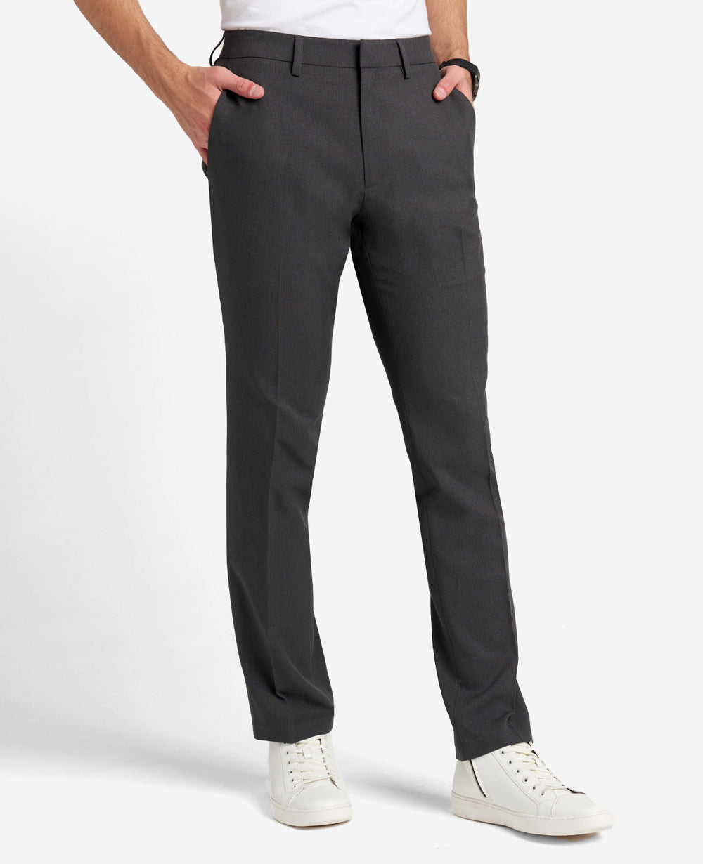 Modern-Fit Micro Check Stretch Trouser Charcoal