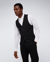 Kenneth Cole Reaction Ready Flex Slim-Fit Suit Separate Vest Black