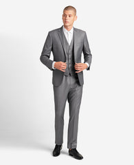 Kenneth Cole Reaction Ready Flex Slim-Fit Suit Separate Vest Light Grey