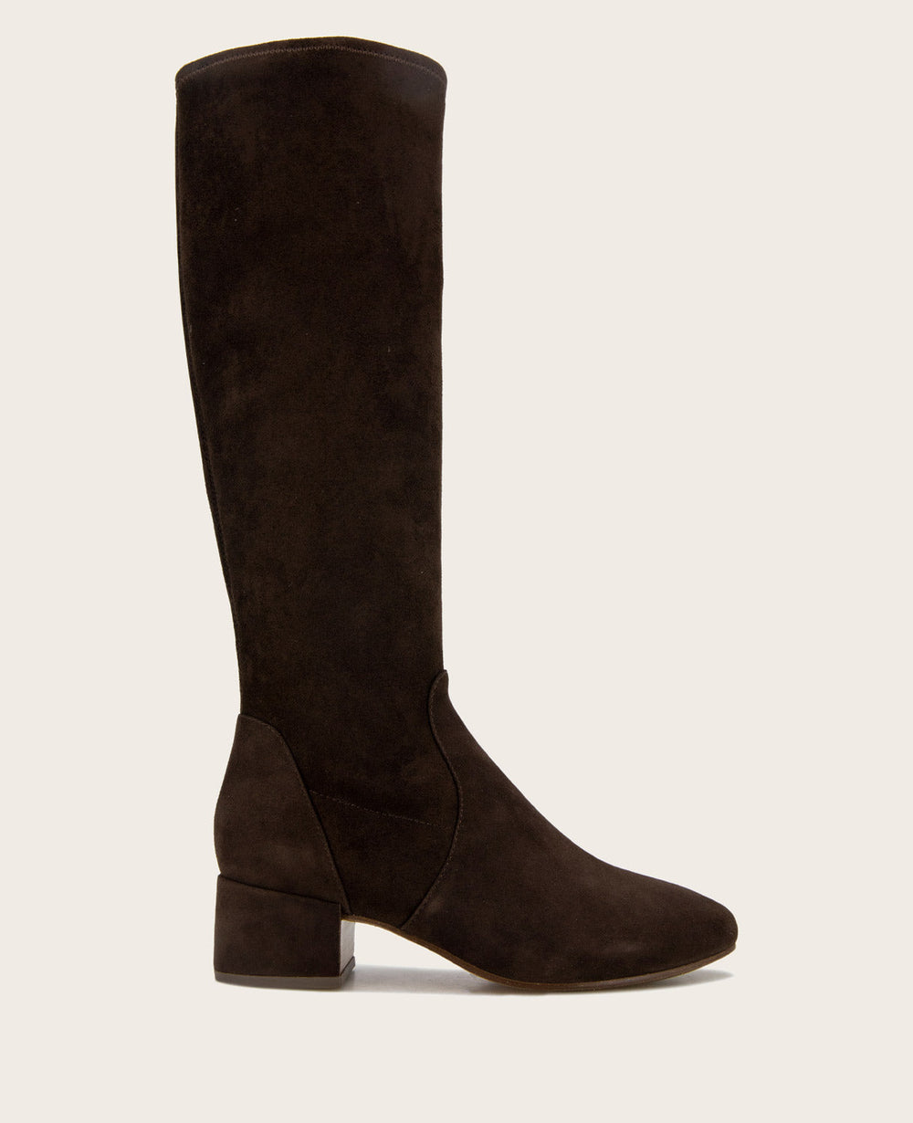 GENTLE SOULS - Ella Stretch Boot Chocolate Suede
