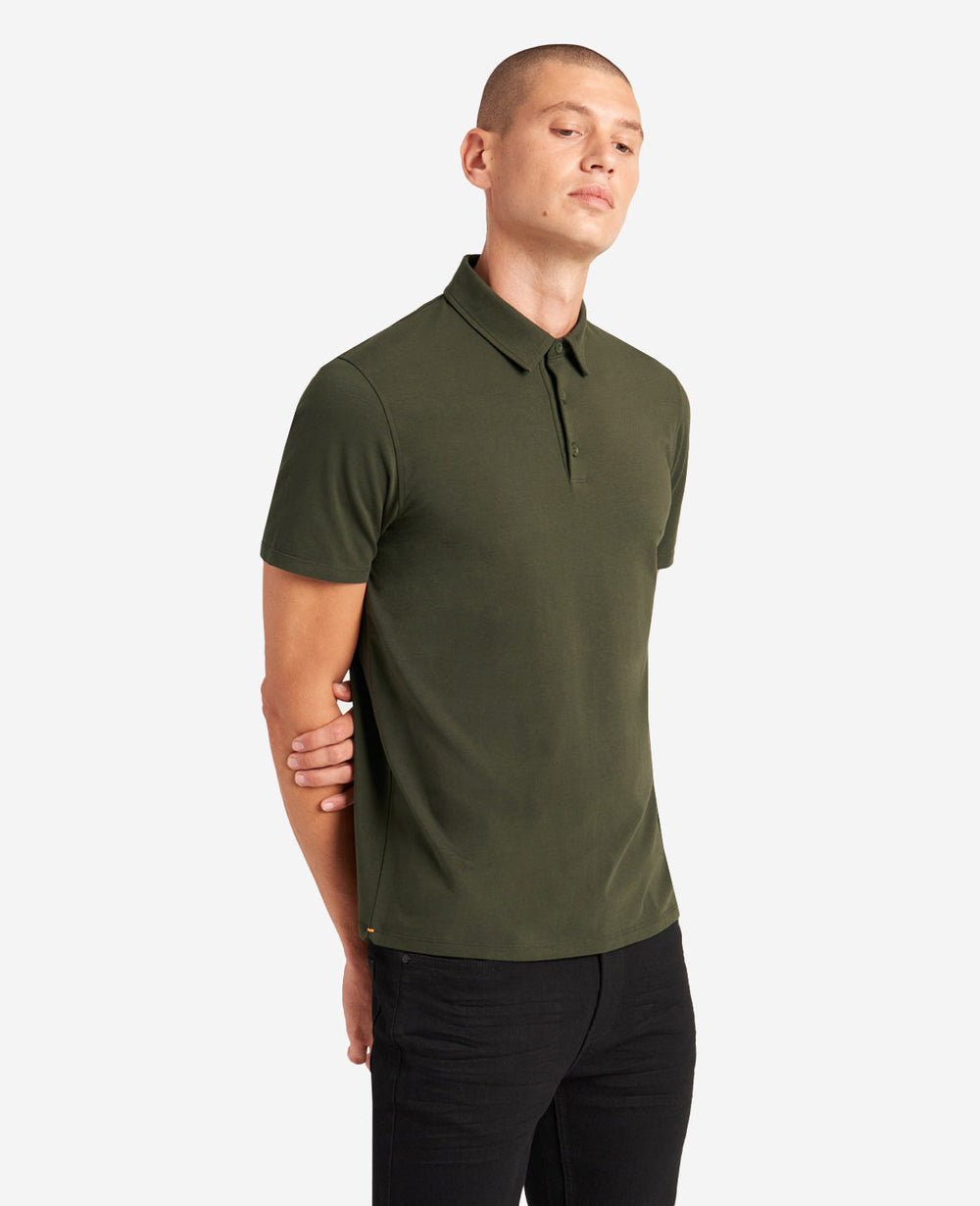 Performance Button Polo Dark Green