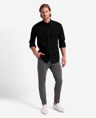 Slim-Fit Organic Stretch Denim Shirt Black