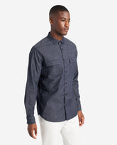 Slim-Fit Organic Stretch Denim Shirt Deep Indigo