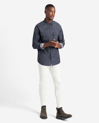 Slim-Fit Organic Stretch Denim Shirt Deep Indigo