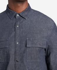 Slim-Fit Organic Stretch Denim Shirt Deep Indigo