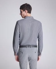 Slim-Fit Organic Stretch Denim Shirt Grey