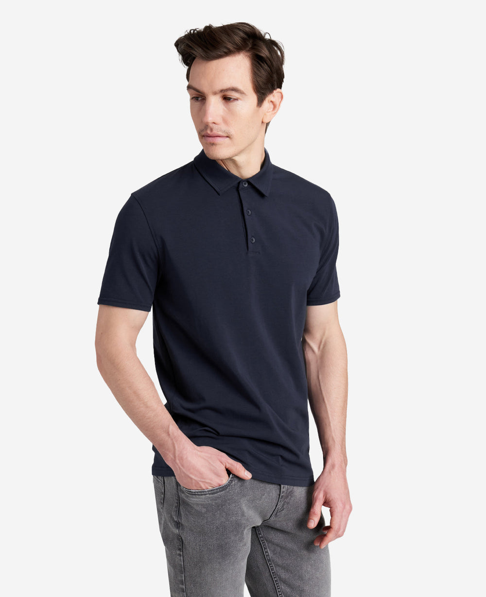 Performance Button Polo Navy