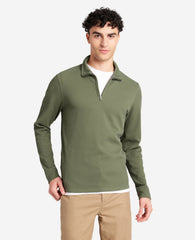Quarter-Zip Knit Pullover Dark Green