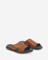 Sand-Y Beach Leather Slide Sandal Cognac