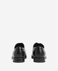 Futurepod Leather Lace-Up Oxford with Medallion Cap Toe Black