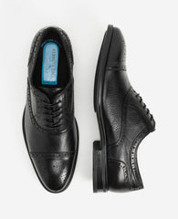 Futurepod Leather Lace-Up Oxford with Medallion Cap Toe Black