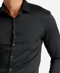 Slim Fit Sustainable Stretch Collar Solid Dress Shirt Black