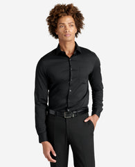 Slim Fit Sustainable Stretch Collar Solid Dress Shirt Black
