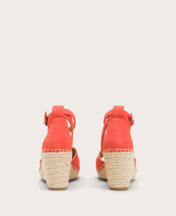 GENTLE SOULS - Charli Suede X-Band Espadrille Wedge Sandal Bright Coral Suede