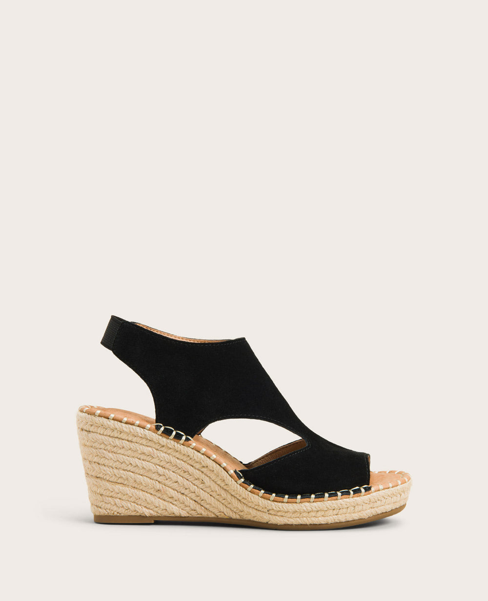 GENTLE SOULS - Cody Suede Esparille Wedge Black