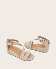 GENTLE SOULS - Gwen Nubuck Wedge Sandal Mushroom Nubuck