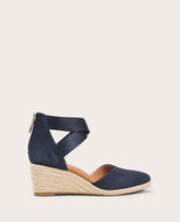 GENTLE SOULS - Orya Leather Espadrille Wedge Navy Suede