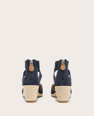 GENTLE SOULS - Orya Leather Espadrille Wedge Navy Suede