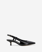 Martha Patent Slingback Kitten Heel Black Crinkle Patent