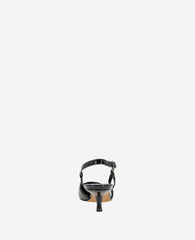 Martha Patent Slingback Kitten Heel Black Crinkle Patent