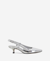 Martha Metallic Slingback Kitten Heel Silver