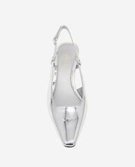 Martha Metallic Slingback Kitten Heel Silver