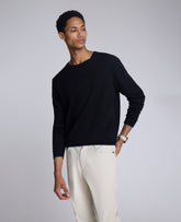 Crew Neck Sweater with Tipping Details Black