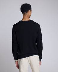 Crew Neck Sweater with Tipping Details Black