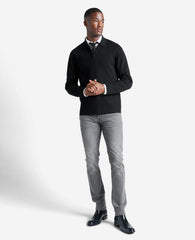 Long Sleeve Polo Sweater Black