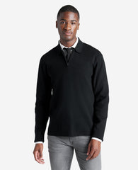 Long Sleeve Polo Sweater Black