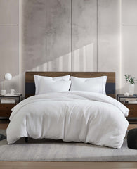 Reversible Solid White Waffle Duvet Cover Set White
