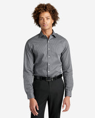 Slim-Fit Button-Down Stretch Dress Shirt with TEK FIT Black Smoke