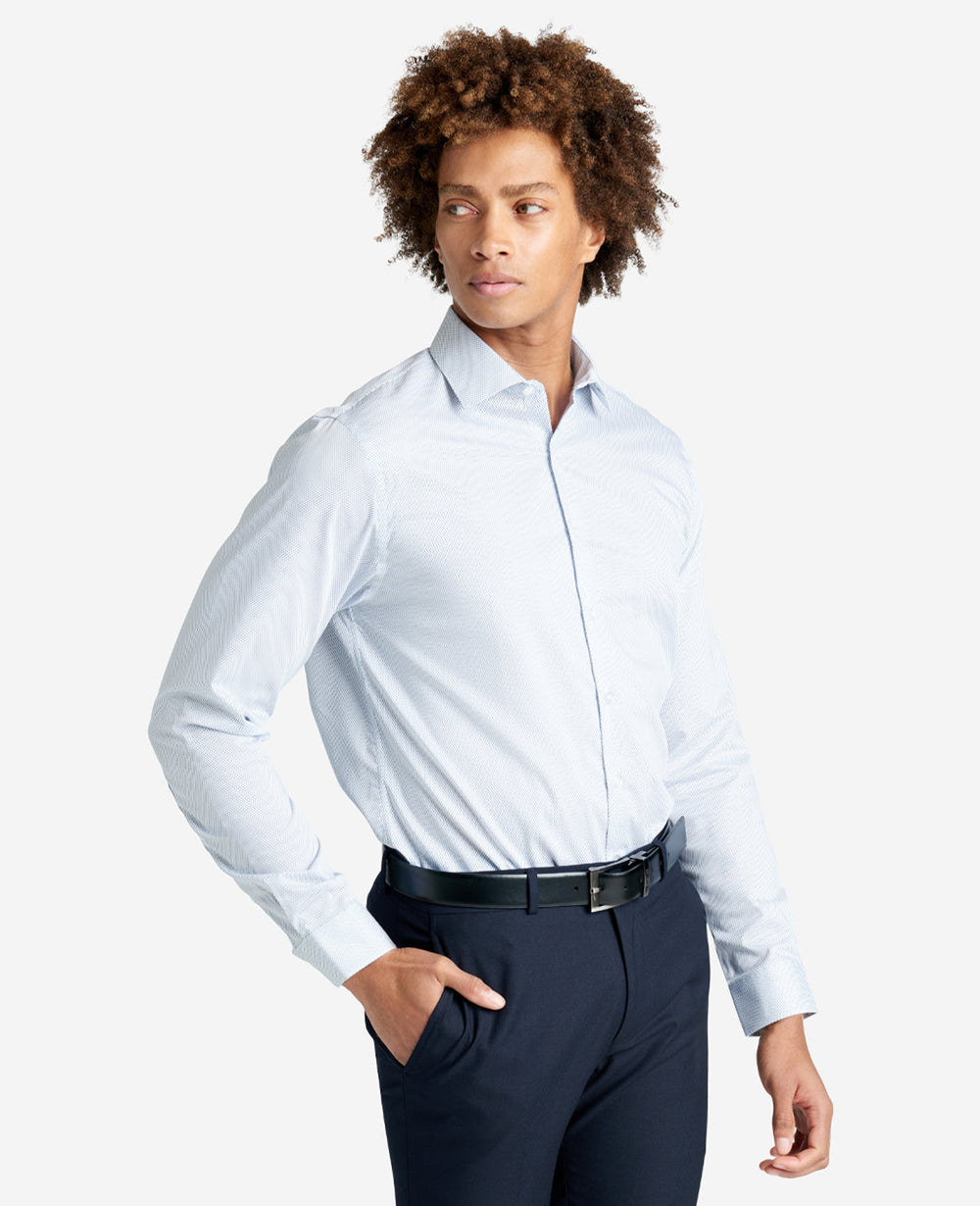 Slim-Fit Button-Down Stretch Dress Shirt with TEK FIT Powder Blue
