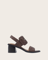GENTLE SOULS - Madylyn Woven Leather Heel Sandal Chocolate