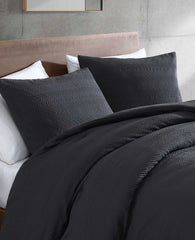 Crosswalk Herringbone Black Comforter Set Black