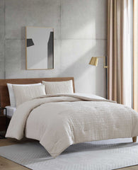 Serenity Wavy Lines Beige Comforter Set Beige