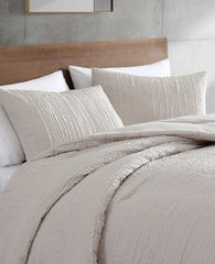 Serenity Wavy Lines Beige Comforter Set Beige