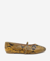 Magnolia Snakeskin Leather Ballet Flat Brown Snake