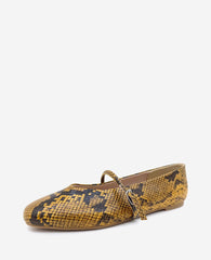 Magnolia Snakeskin Leather Ballet Flat Brown Snake