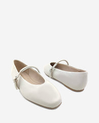 Magnolia Leather Ballet Flat Ecru Leather