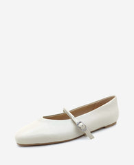 Magnolia Leather Ballet Flat Ecru Leather