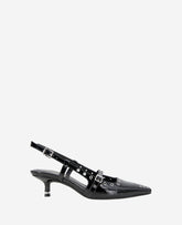 Martha Patent Eyelet Slingback Kitten Heel Black Patent