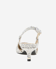 Martha Patent Eyelet Slingback Kitten Heel Ecru Patent